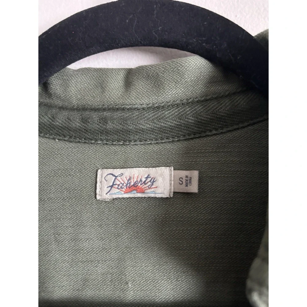 Faherty Stretch Surplus Dress Olive Green Small V Neck Boho‎ Coastal Beach